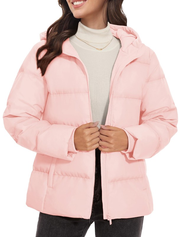 Women's Down Puffer Jackets Ski Snow Hoodie Thermal Quilted Zip Up Winter Coats