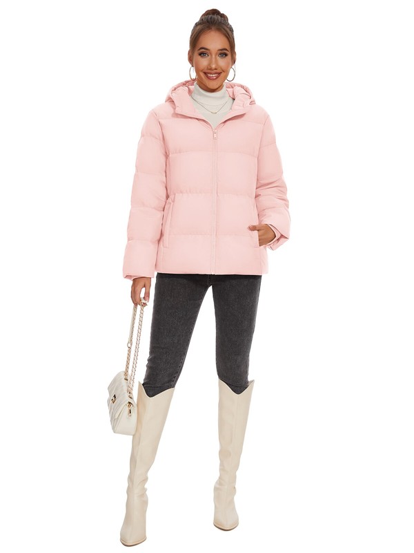 Women's Down Puffer Jackets Ski Snow Hoodie Thermal Quilted Zip Up Winter Coats