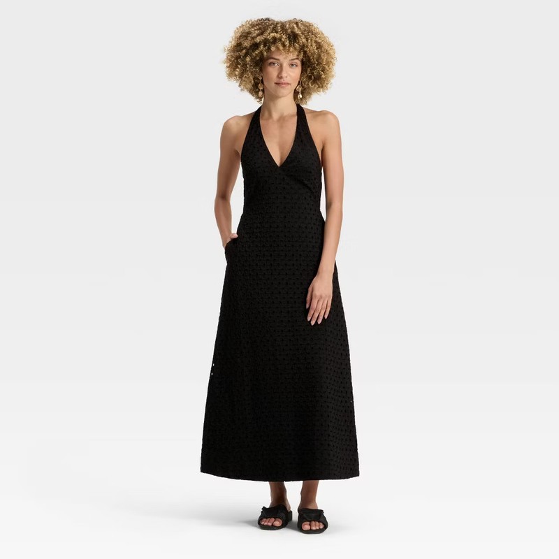 Women's Eyelet Maxi A-Line Dress - A New Day