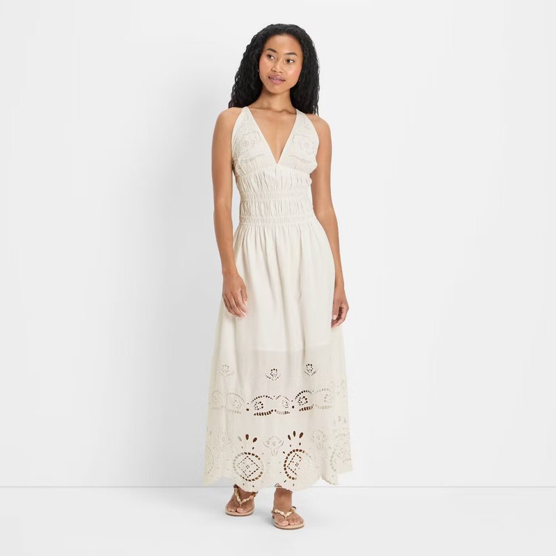 Women's Eyelet Maxi A-Line Dress - Future Collective