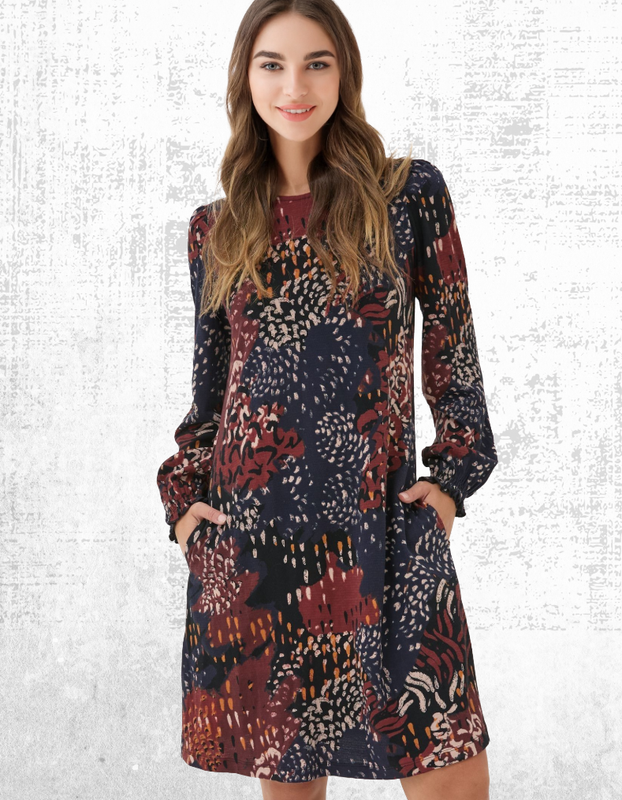 Women’s Fat Face Dress Casual Jersey Long Sleeve Multi Animal Karen Multi