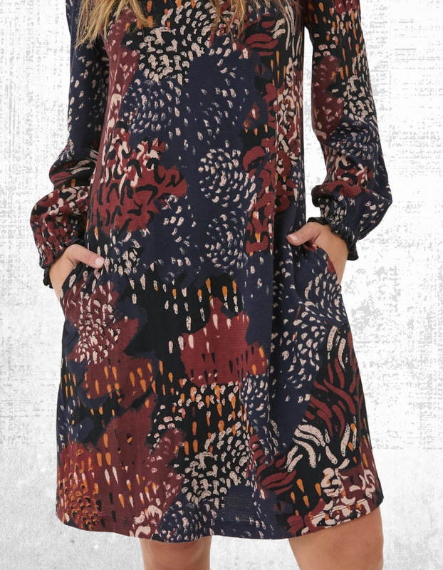 Women’s Fat Face Dress Casual Jersey Long Sleeve Multi Animal Karen Multi