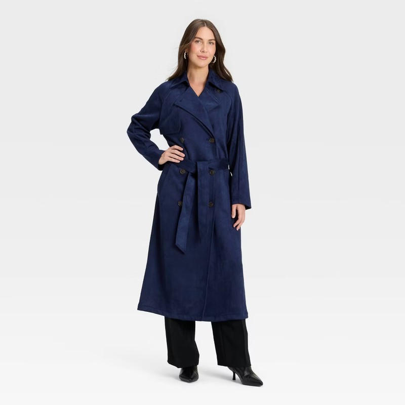 Women's Faux Suede Trench - A New Day Women's Faux Suede Trench - A New Day