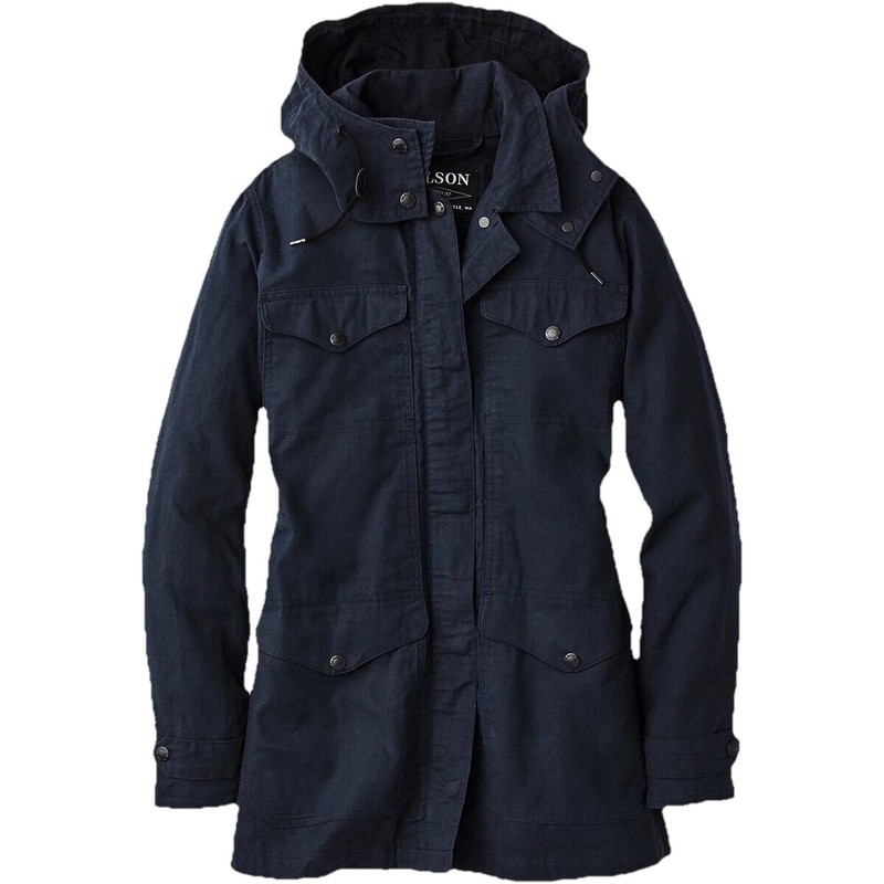 Women's Filson Lightweight Moorcroft Jacket 20076939 Dark Navy Hooded Blue Waxed