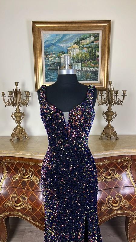 Women's Formal Sparkling Shimmering And Shiny Sequins Long Evening Prom Dress