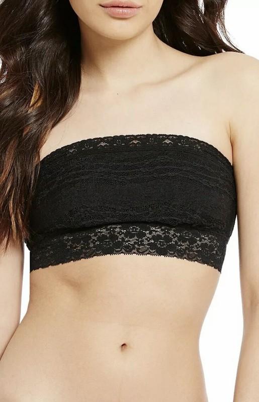 Women’s Free People Scalloped Lace Bandeau Bra Pull On Top Black Size XS XSmall