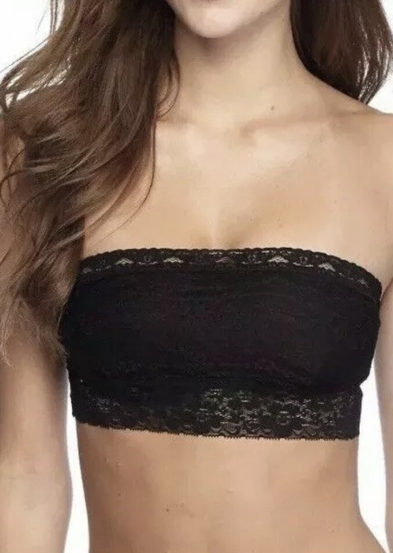 Women’s Free People Scalloped Lace Bandeau Bra Pull On Top Black Size XS XSmall