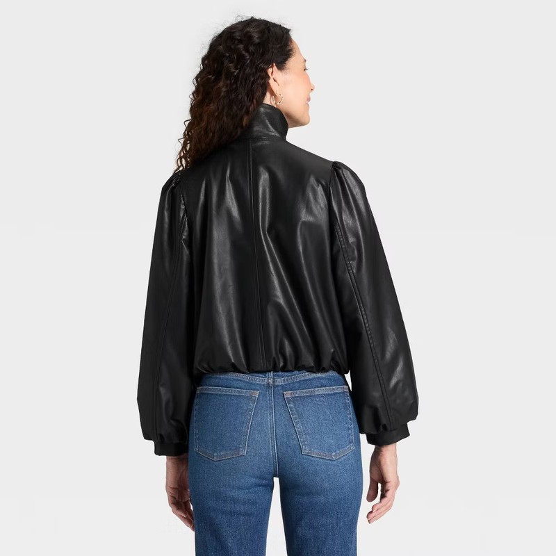 Women's Gathered Bomber Jacket - Universal Thread Black M