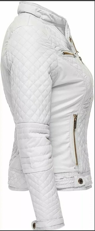 Women's Genuine Lambskin Leather Custom Fit White Jacket