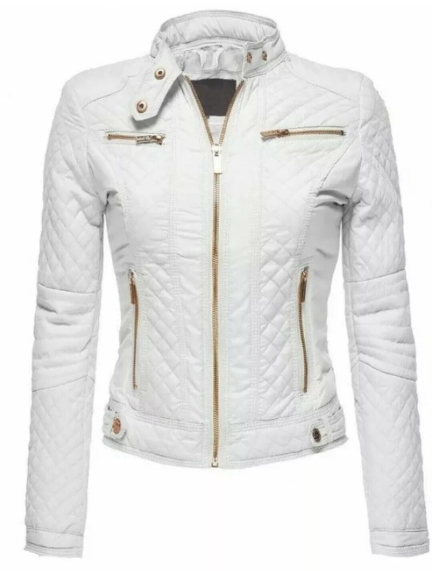 Women's Genuine Lambskin Leather custom Fit White Jacket