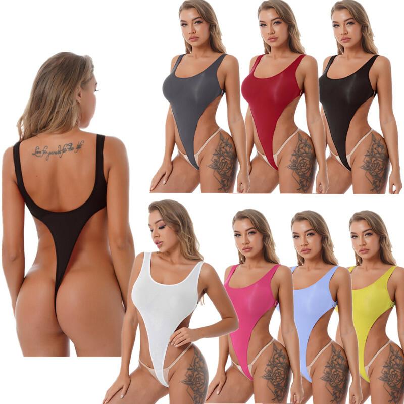Women's High Cut Thong Bodysuit One Piece Leotard Bikini Swimsuit Lingerie
