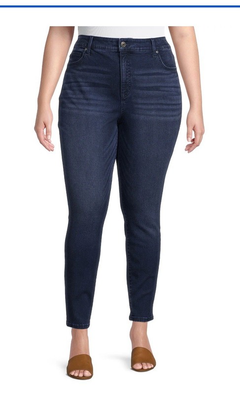 WOMEN'S HIGH RISE SIZE 18W TERRA & SKY DARK WASH SKINNY JEANS. NWT