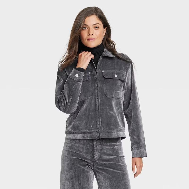 Women's Holiday Flocked Denim Jacket - Universal Thread