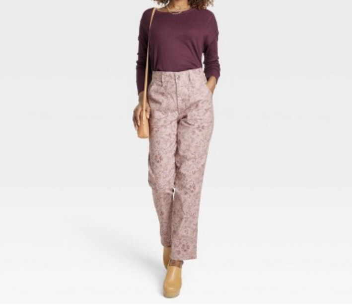 Women’s Knox Rose High Rise Straight Leg Floral Jeans Pink XL Retail $35