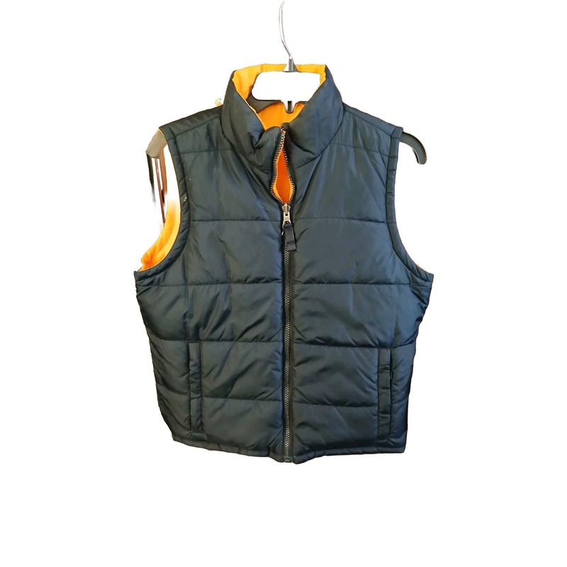 Women's Large Yellow/Blue ABERCROMBIE AND FITCH Reversible Zip Up Puffed Vest