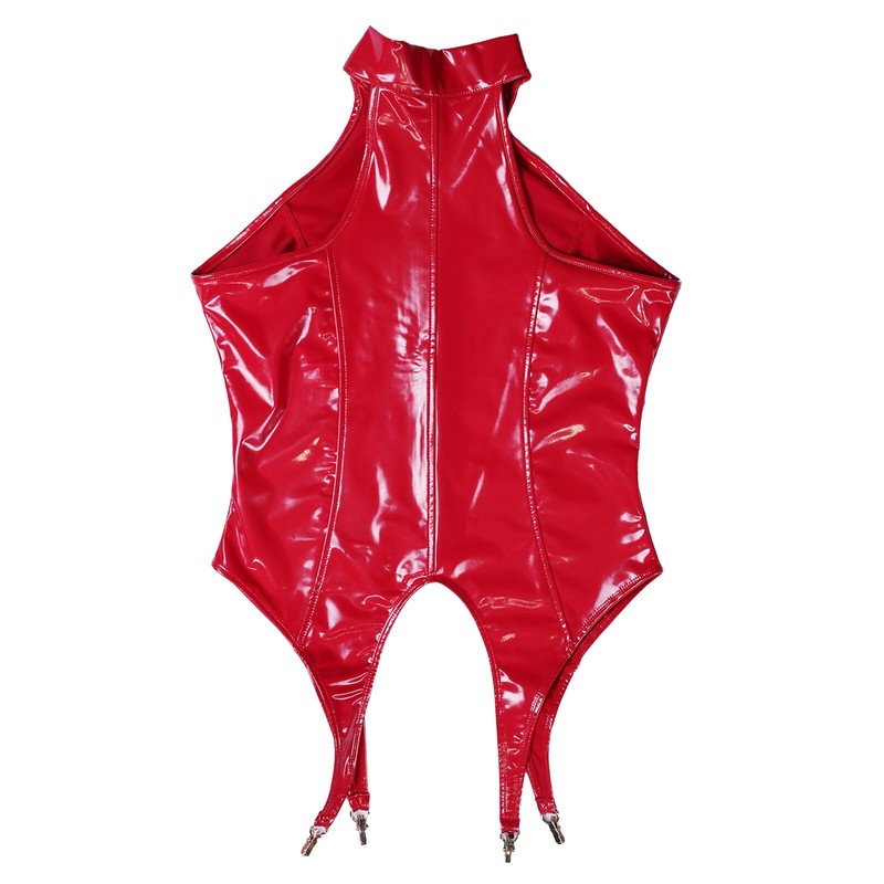 Women's Latex Rubber Catsuit Jumpsuit Bodysuit Set Crotchless Wetlook Club Wear