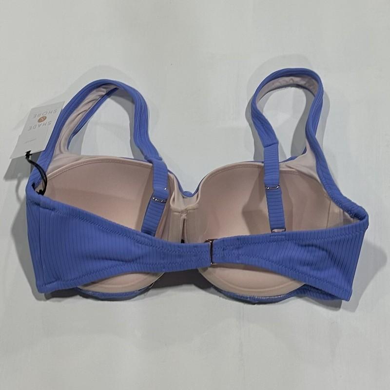 Women's Light Lift Square Neck Ribbed Bikini Top - Shade & Shore Blue 32DD