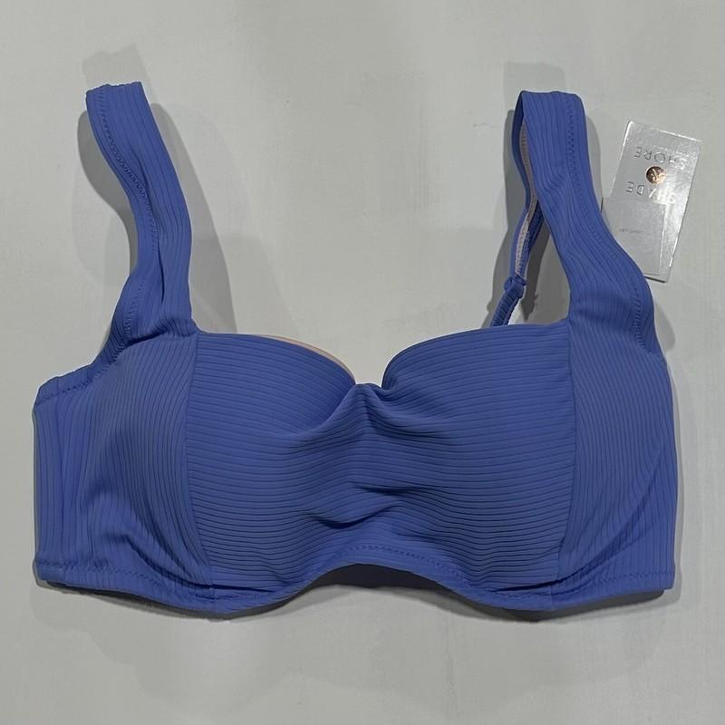 Women's Light Lift Square Neck Ribbed Bikini Top - Shade & Shore Blue 32DD