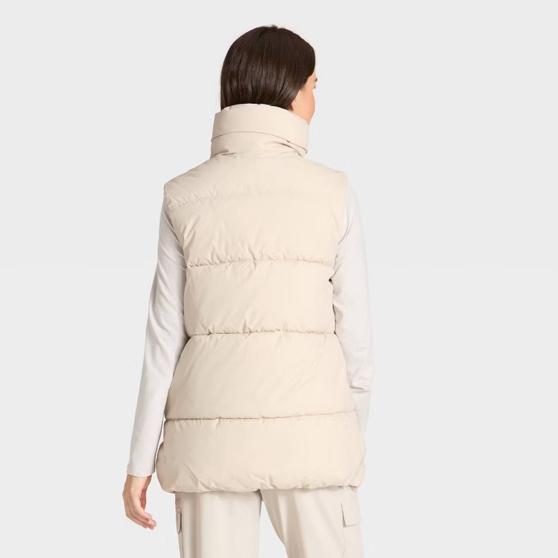 Women's Long Puffer Vest - All In Motion Beige M