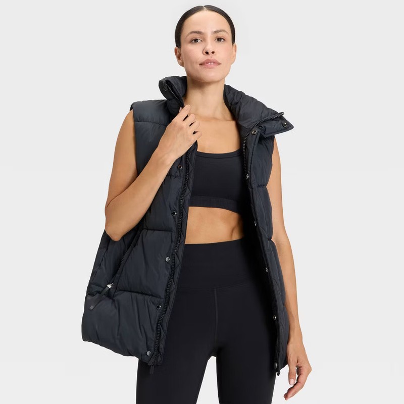 Women's Long Puffer Vest - All In Motion Black L