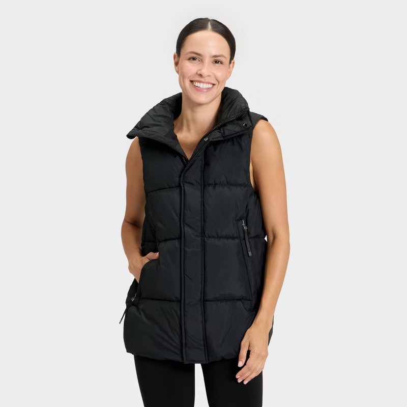 Women's Long Puffer Vest - All In Motion Black L