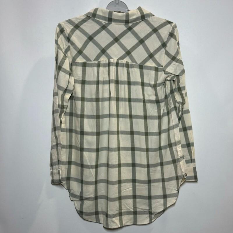 Women's Long Sleeve Button-Down Tunic Shirt - Knox Rose Creme Plaid M