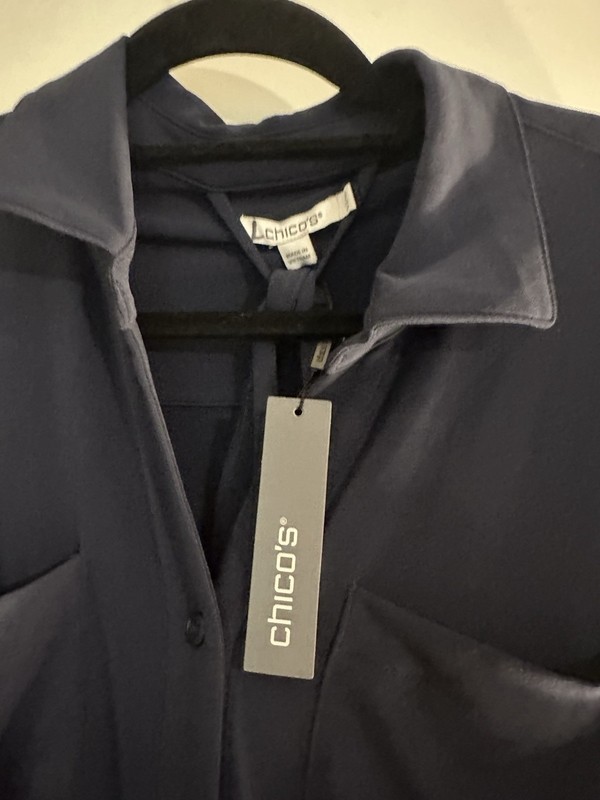 Women's Long Sleeve Button-Up Jumpsuit Chicos 2 Petite