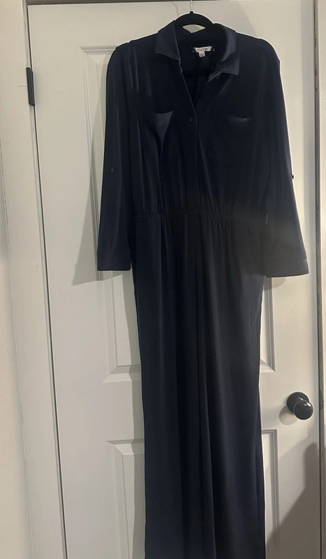 Women's Long Sleeve Button-Up Jumpsuit Chicos 2 Petite