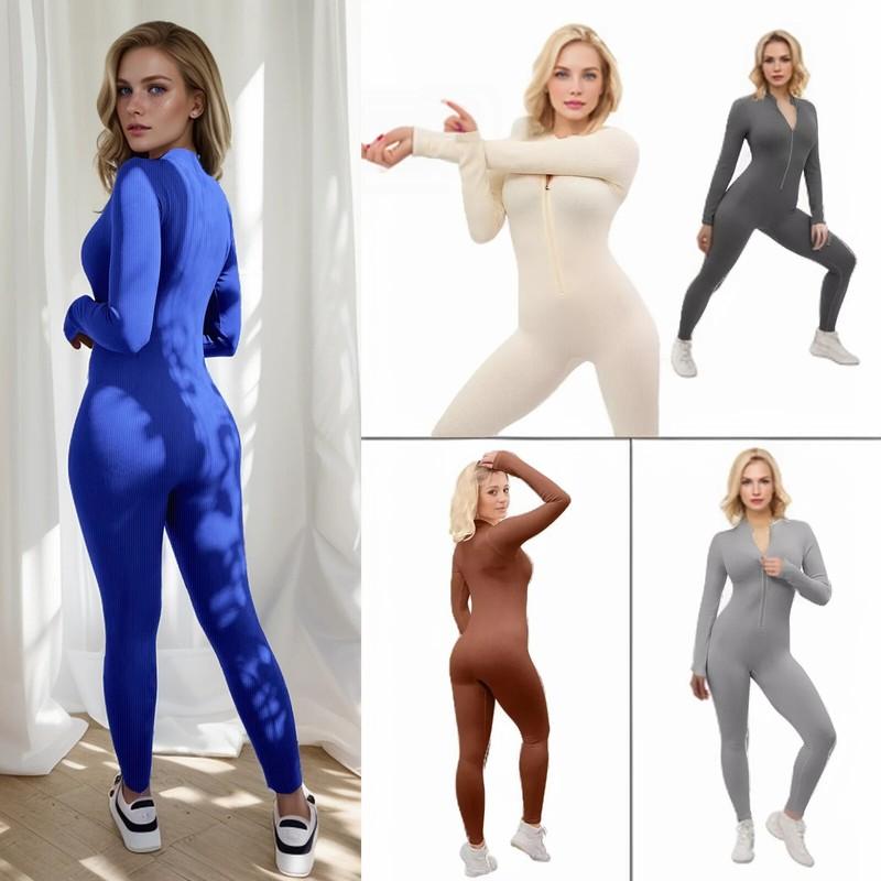 Women's Long Sleeve Jumpsuits Tights Yoga Fitness Rompers Spors Catsuit Bodysuit