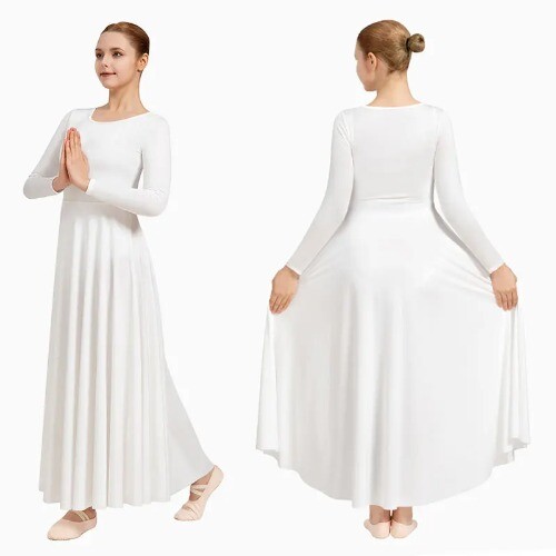 Women's Long Sleeve Praise Dress Loose Fit Full Length Church Liturgical Lyrical