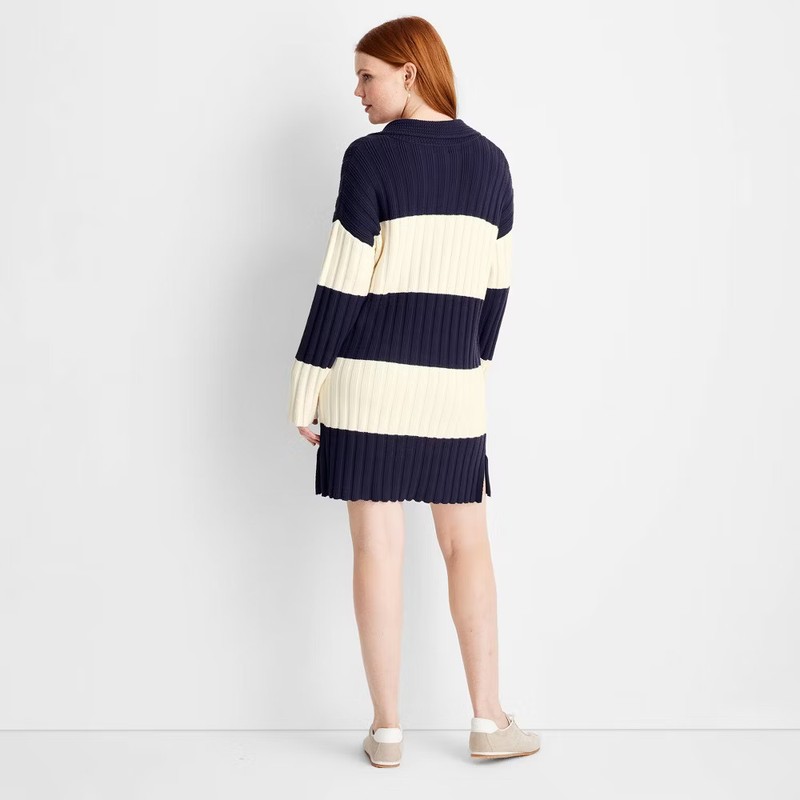 Women's Long Sleeve Rugby Mini Sweater Dress - Future Collective