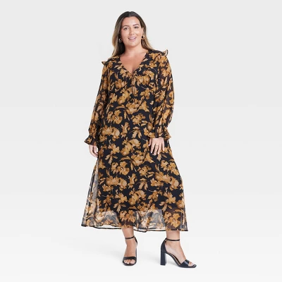Women's Long Sleeve Sheer Maxi Dress - A New Day