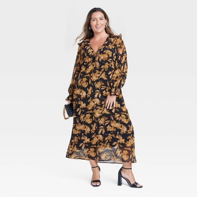 Women's Long Sleeve Sheer Maxi Dress - A New Day