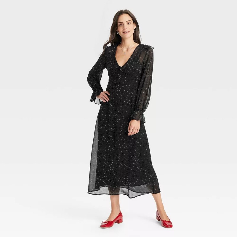 Women's Long Sleeve Sheer Maxi Dress - A New Day