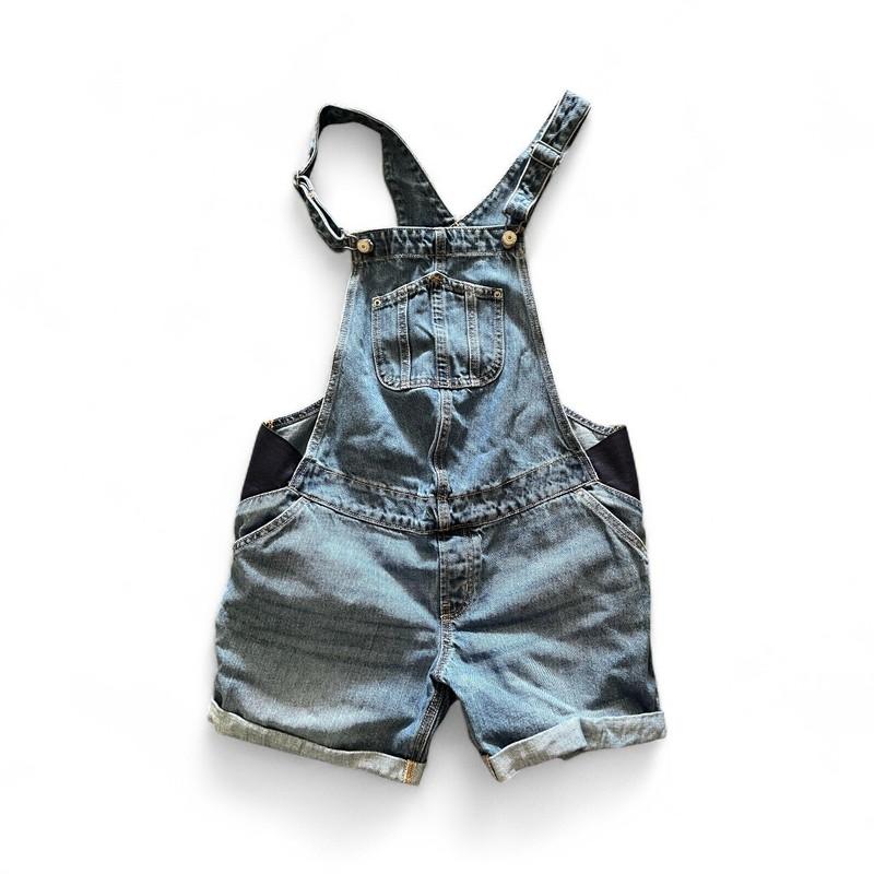 Women’s Maternity Size Medium Short Jean Overalls Blue Denim