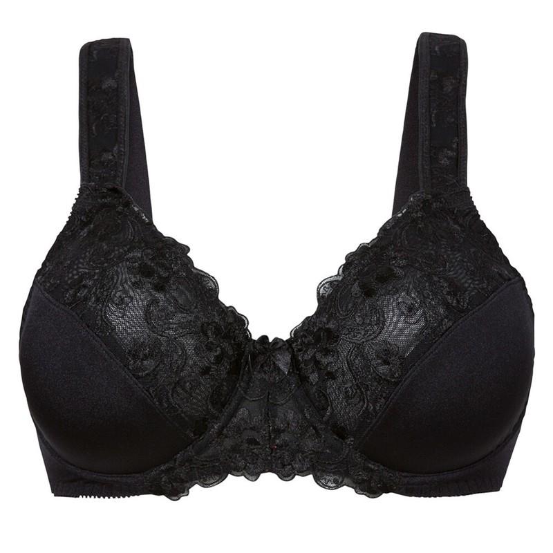 Women's Minimizer Embroidery Lace Plus Size Unlined Bra Underwire Full Coverage