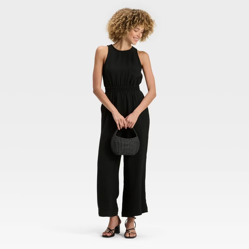 Women's Modern Gauze Jumpsuit - A New Day Black M