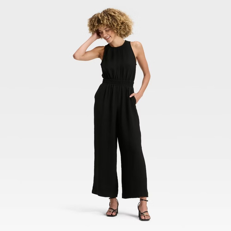 Women's Modern Gauze Jumpsuit - A New Day Black M