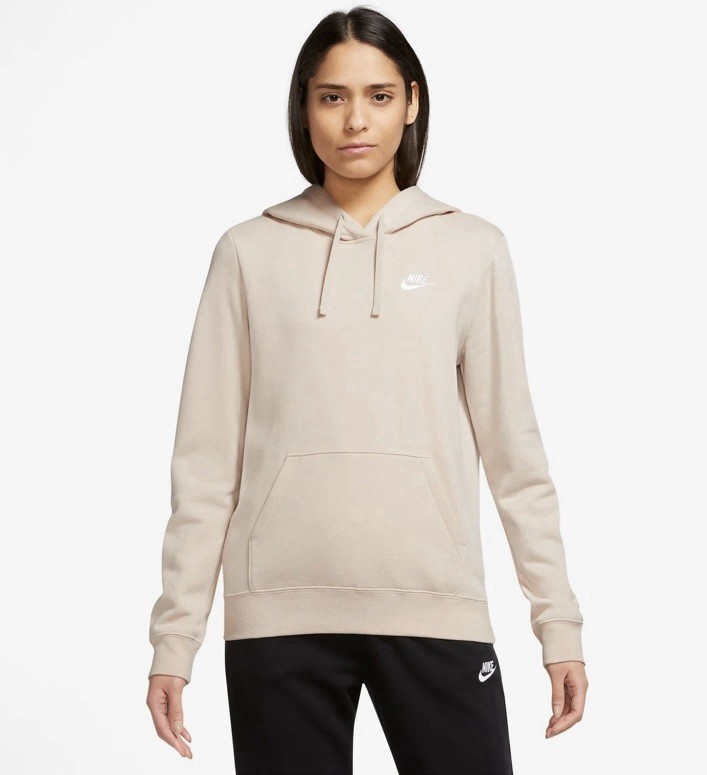 Women's Nike Sportswear Club Fleece Pullover Hoodie Beige DQ5793-126 Sz M