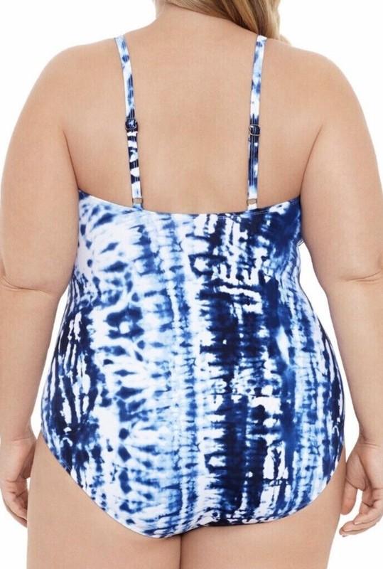 WOMEN'S ONE PIECE BLUE TIE DYE SWIMSUIT By Time And Tru A6