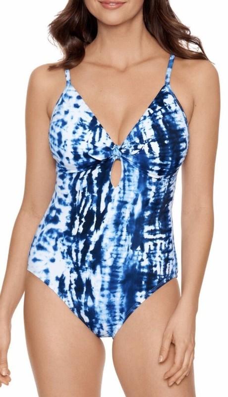 WOMEN'S ONE PIECE BLUE TIE DYE SWIMSUIT by Time and Tru A6