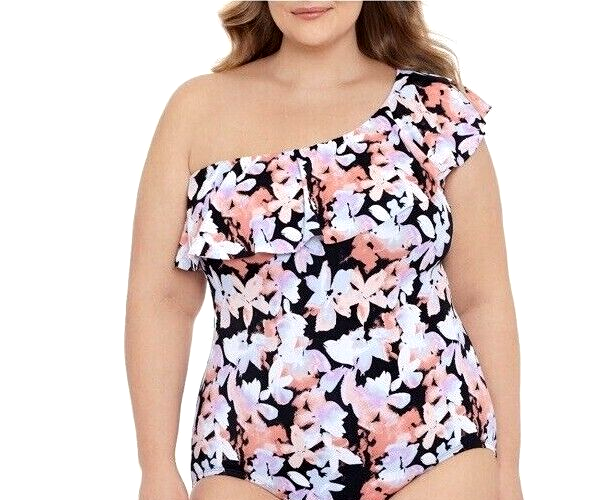 Women's One Piece Ruffled Floral Swimsuit By Time And Tru A4