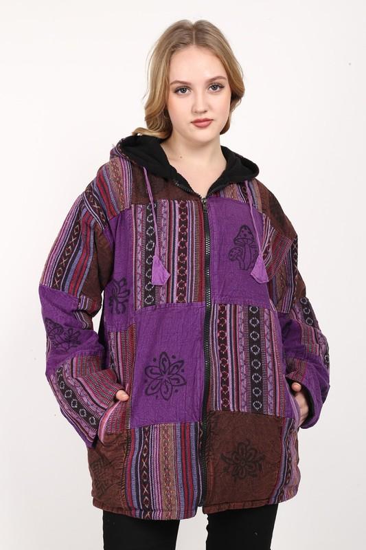 Women's Oversized NEPALI PATCHWORK Hoodie Zipper Winter Jacket Wholesale Mix lot