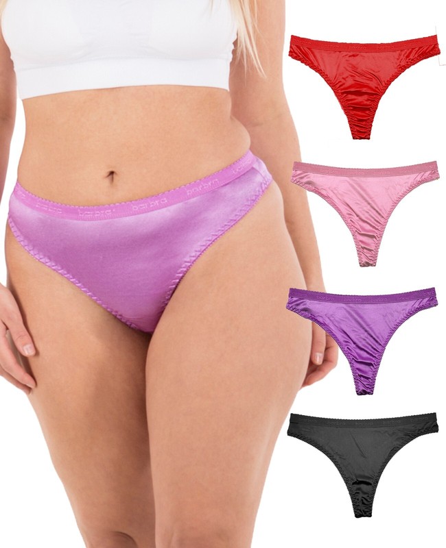Women's Panties Sexy Satin Thong Underwear Small To Plus Size Multi-Pack