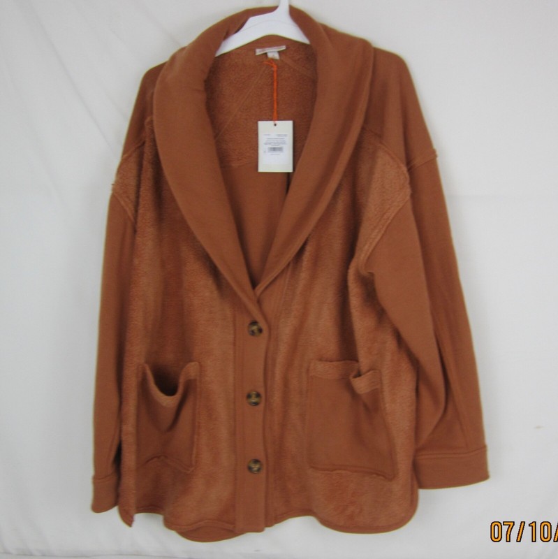 Women's Plus Size Fleece Shawl Collar Jacket - Knox Rose Roasted Brown 3X