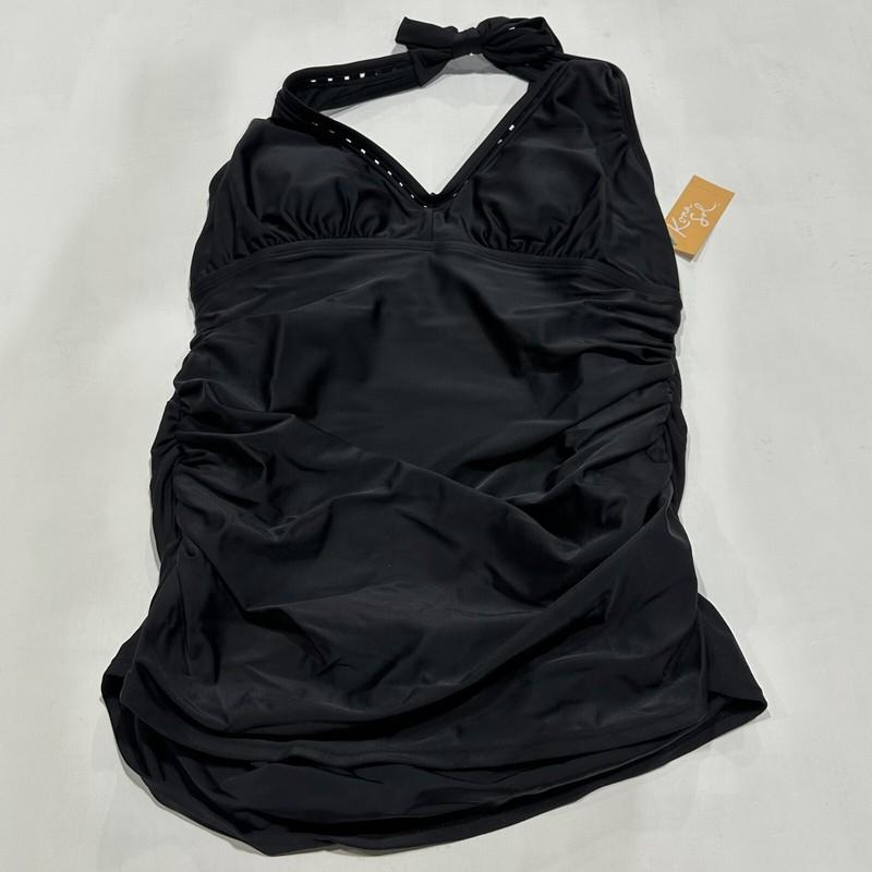 Women's Plus Size Trim Inset Halter Swim Dress - Kona Sol - Black - 16W