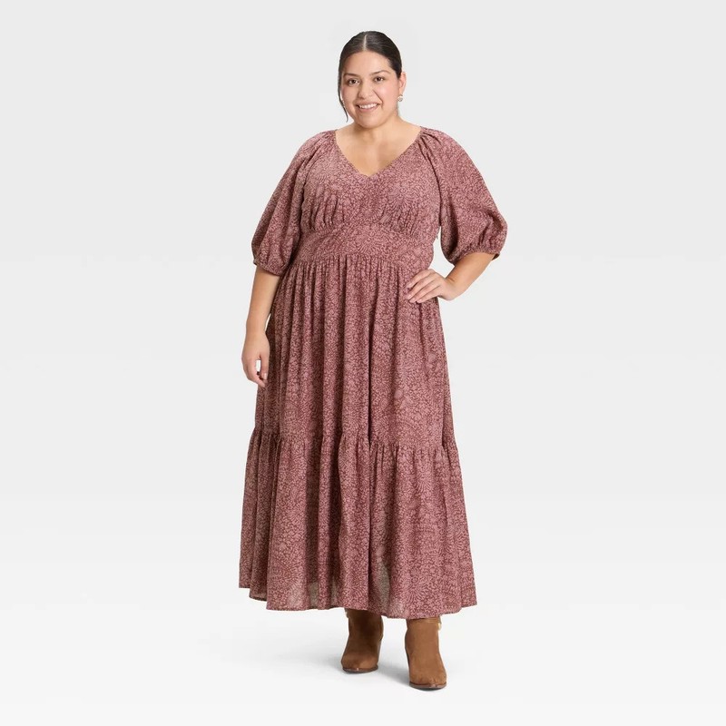 Women's Puff Elbow Sleeve Maxi A-Line Dress - Universal Thread