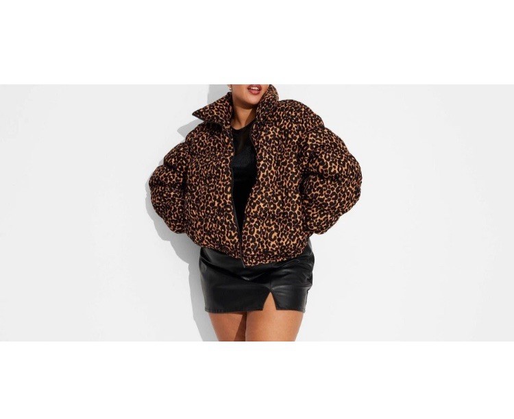 Women's Puffer Jacket - Wild Fable Leopard Print Water Resistant XXS