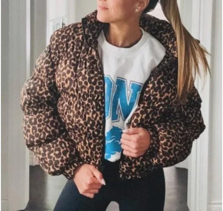Women's Puffer Jacket - Wild Fable Leopard Print Water Resistant XXS