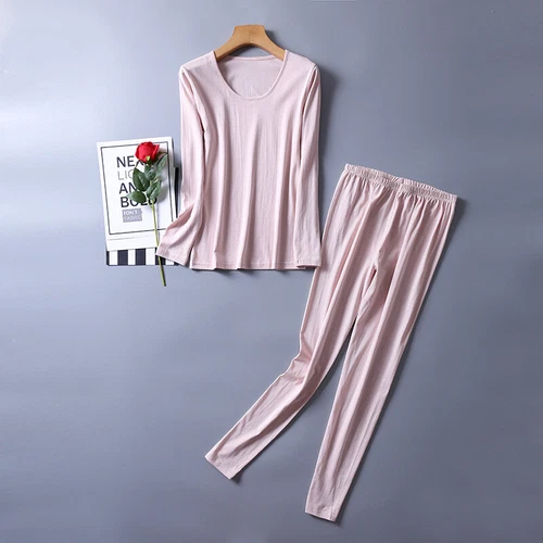 Women's pure silk thermal underwear set long John base top and bottom set